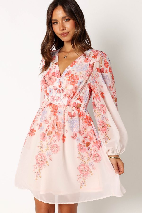 Hattie Long Sleeve Mini Dress - Pink Floral